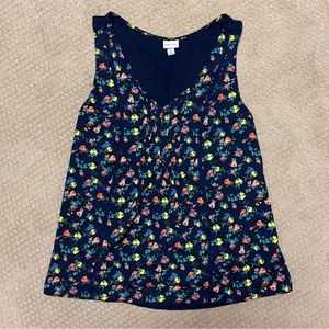 EUC Merona Navy/Floral V-Neck Tank
